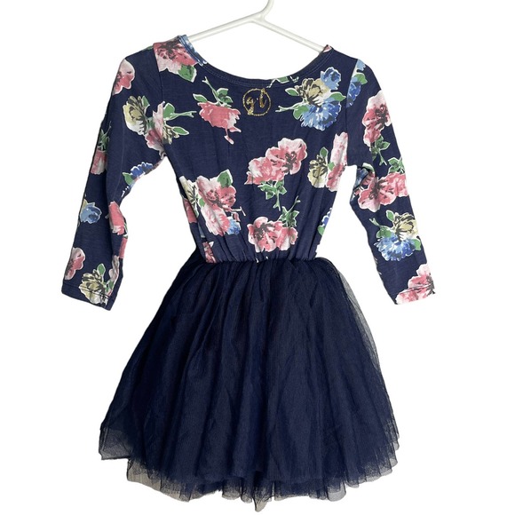 Birthday Dress Girls 2T Blue Floral‎ Tutu Party Long Sleeve Milestone Two Heart - Picture 2 of 8